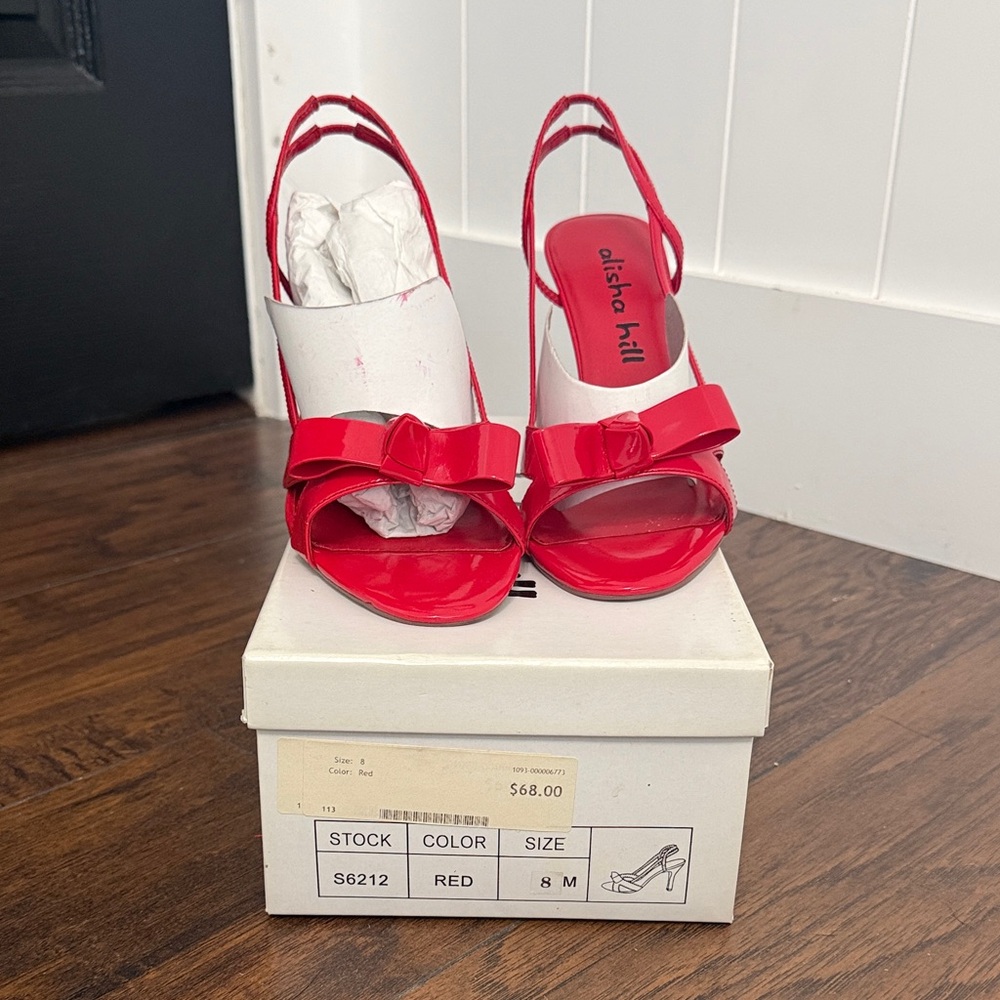 Alisha Hill Red Heels with Bow Accent